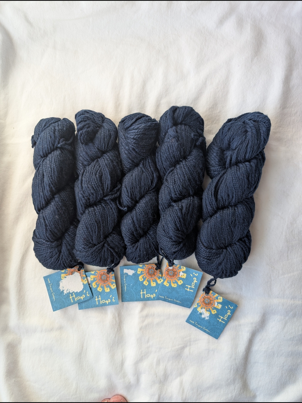 Mirasol Yarns Hap'i Navy Blue Cotton Yarn - 5 Skeins